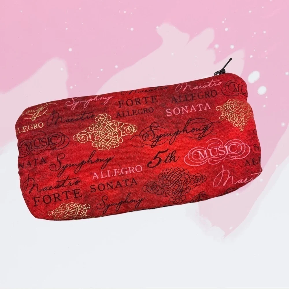 Waterproof Make Up Bag- Music sayings w/ Satin